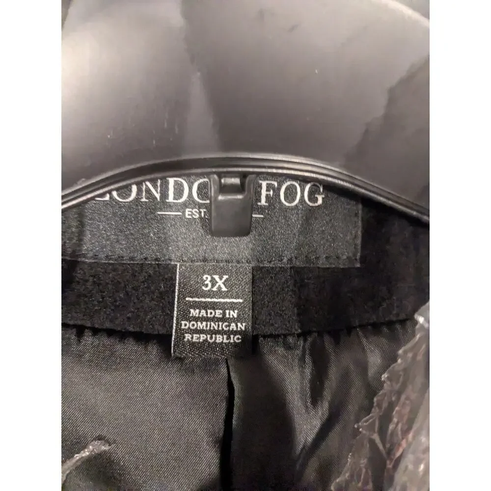 DRAFT NEW London Fog Women's 3X BLACK Wool Blend Pea Coat With Scarf
